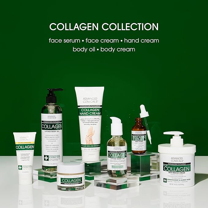 Advanced Clinicals Hydrating Collagen Oil For Body & After Shower | Visible Anti Aging Skincare Moisturizer Collagen Body Oils For Women & Men Helps Soften Appearance Of Crepey Skin, Large 12 Fl Oz