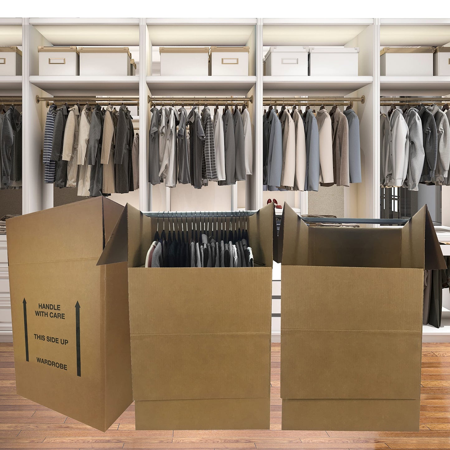 UOFFICE Moving Boxes Bundle, Wardrobe Boxes 4-Pack, Wardrobe Clothing Moving Boxes With Bar, Space Savers Wardrobe Boxes, Moving Boxes With Hanger, Wardrobe Moving Boxes