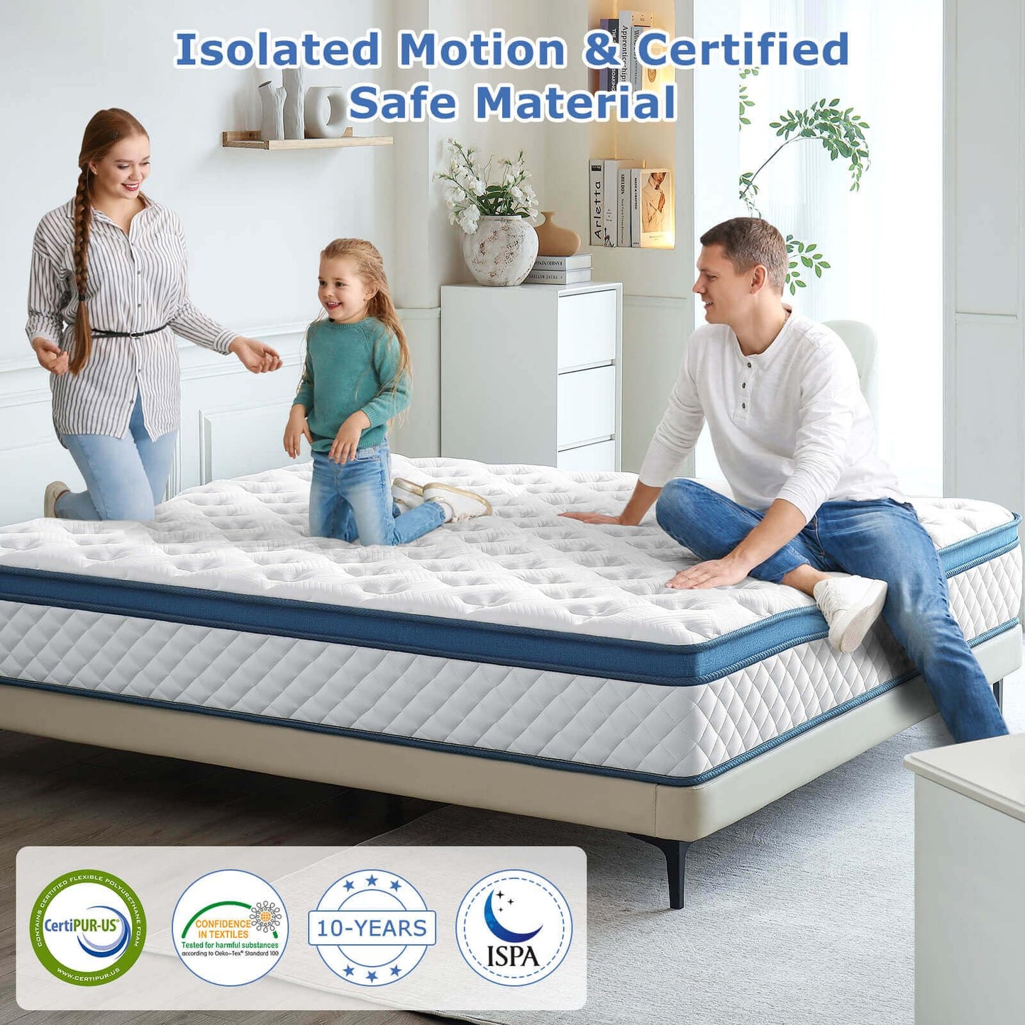Laccard King Size Mattress 12 Inch, Medium Firm Hybrid King Bed Mattress, Memory Foam Mattresses in a Box for Pressure Relief, Individual Pocket Spring-Motion Isolation with Edge Support, CertiPUR-US