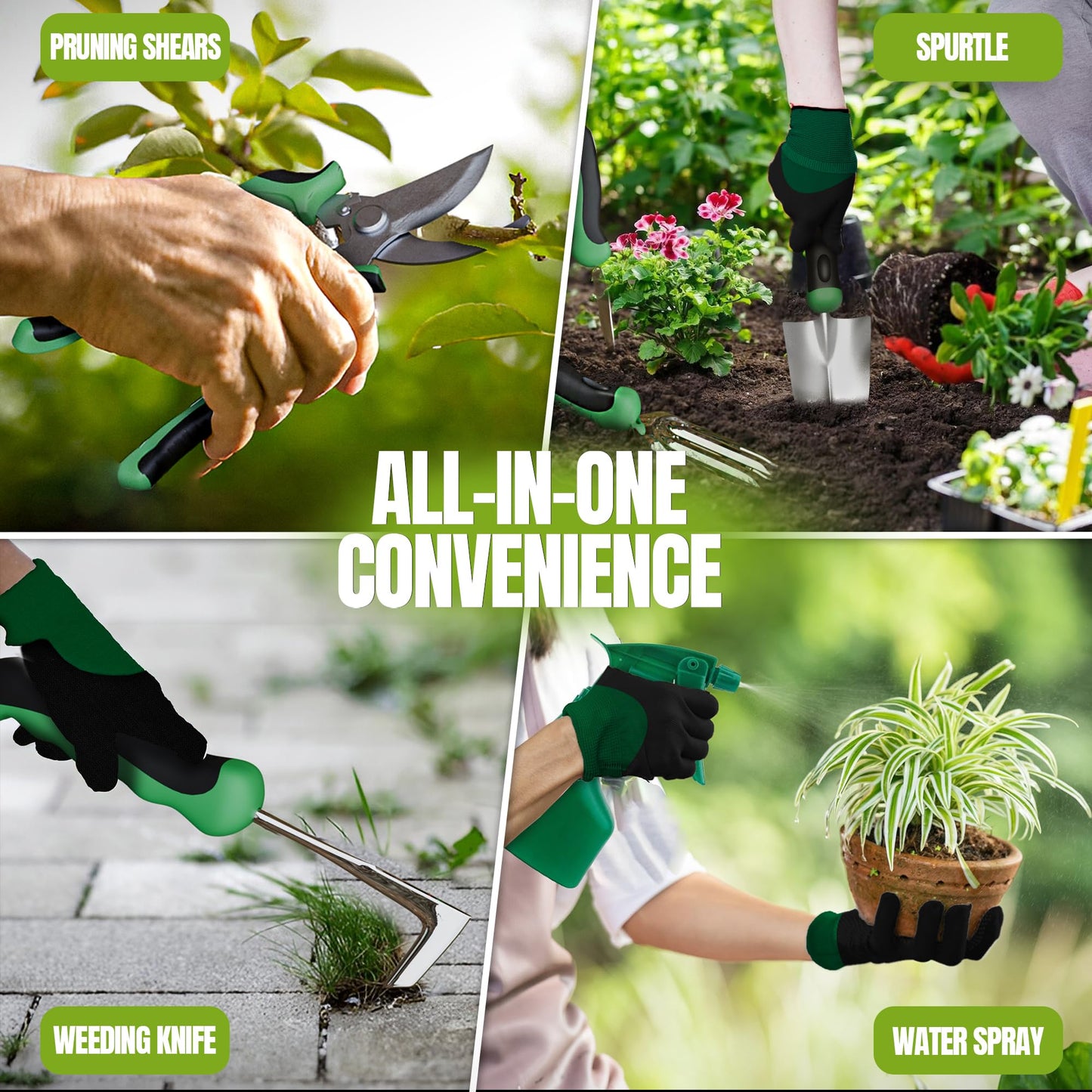 KHETI 𝗡𝗲𝘄𝗲𝘀𝘁 11-Piece Heavy Duty Stainless Steel Garden Tool Set – Includes Spade, Shovel & More, Perfect for Digging & Plant Care, Ideal Gift for Women & Mothers