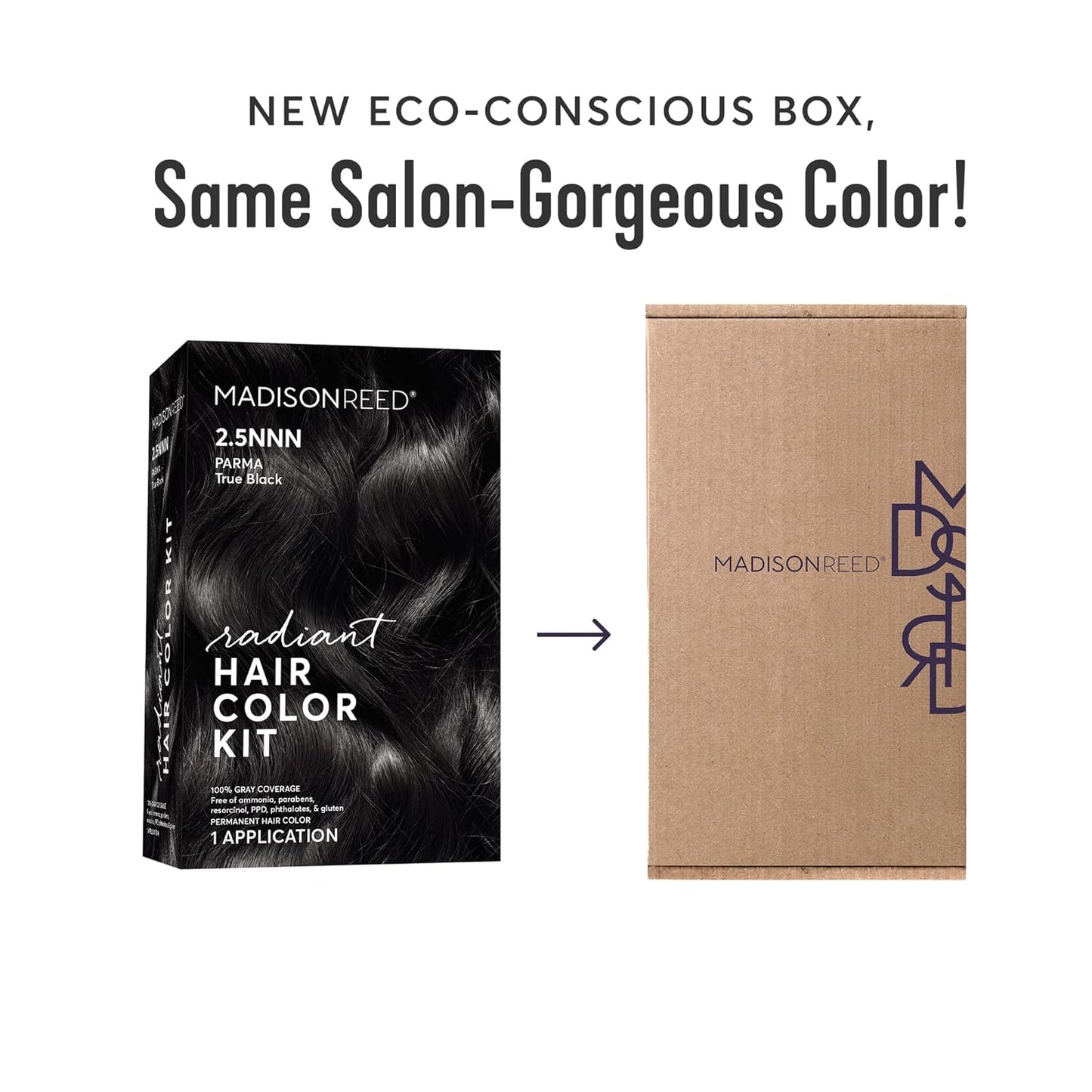 Madison Reed Radiant Hair Color Kit | 2.5NNN Soft Black (Parma Black) 100% Maximum Gray Hair Coverage | Salon-Quality Permanent Hair Dye for Resistant Grays | PPD-Free & Ammonia-Free |1 Pack