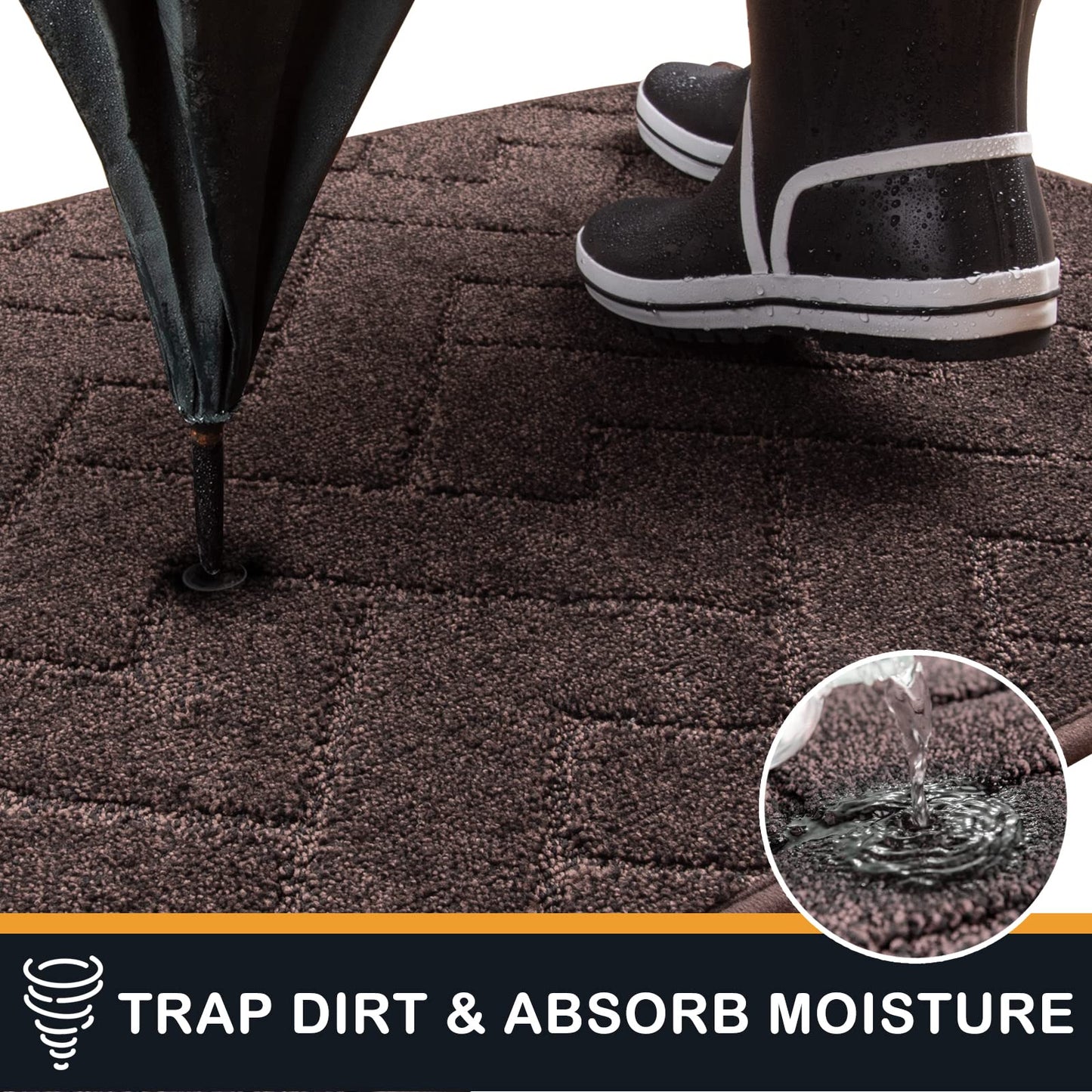PURRUGS Dirt Trapper Door Mat 24" x 35.5", Non-Slip Machine Washable Entry Rug, Shoe Scraper, Dog Doormat, Super Absorbent Welcome Mat for Front & Back Door, Muddy Wet Shoes & Paws, Brown