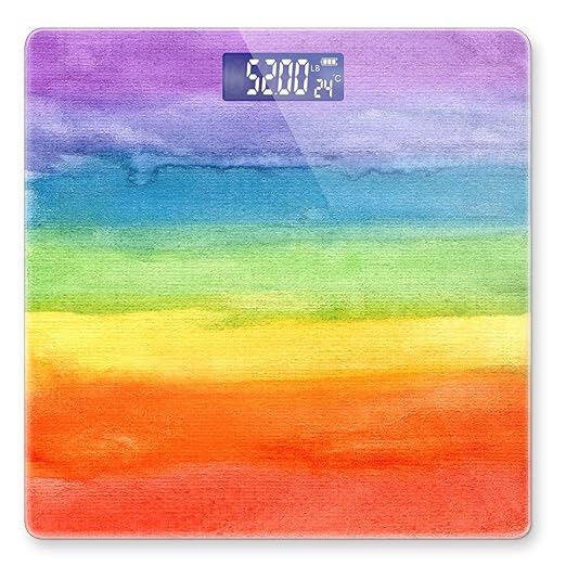 Weight Scale Digital Scale for Body Weight Bathroom Scales Personalized Scale for Body Weight 400 lbs with Large Backlit Display Easy Read - Rainbow Colorful Strips