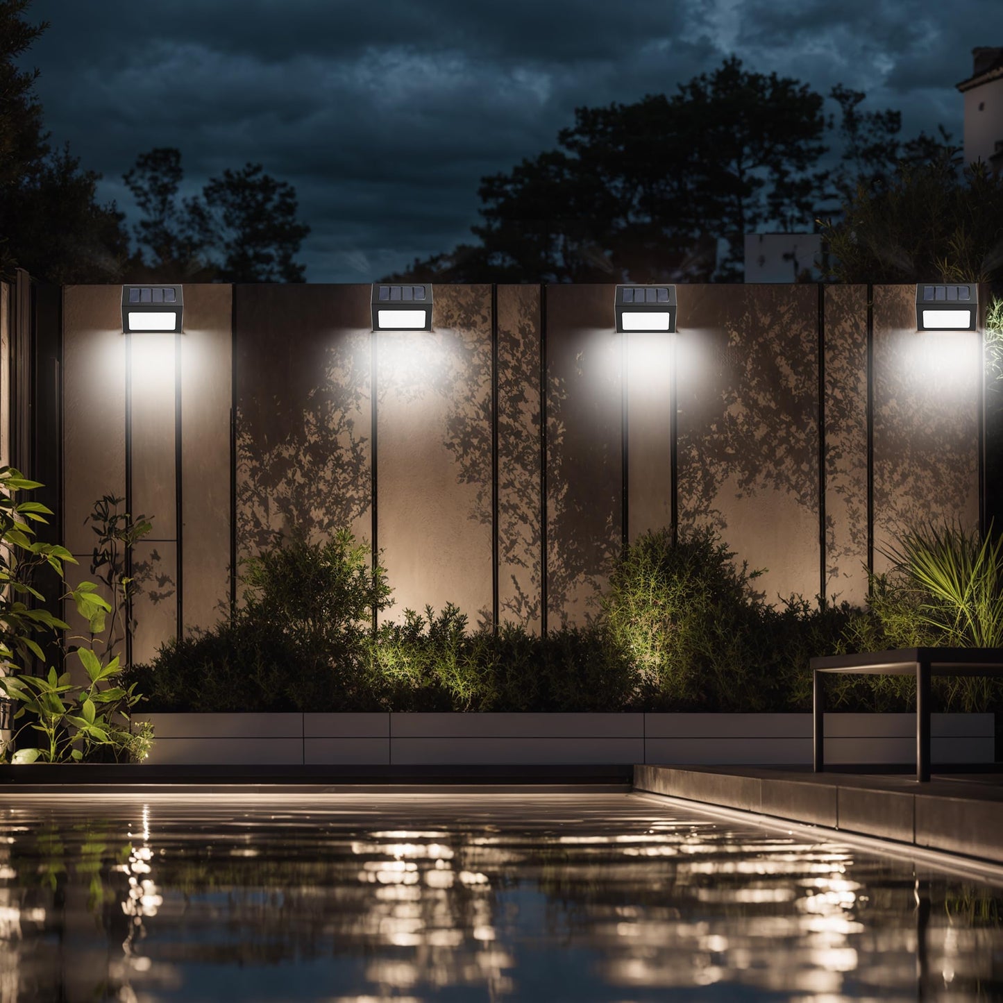 Otdair Solar Lights Outdoor Waterproof, Solar Fence Lights Auto On/Off, Bright LED Outdoor Lighting for Fence, Patio, Deck, Garden, Pathway