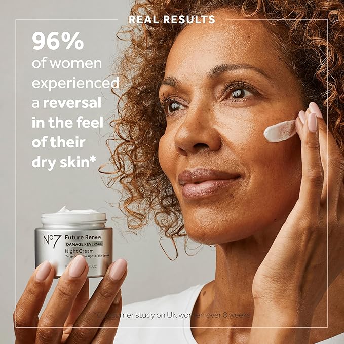No7 Future Renew Damage Reversal Night Cream - Anti Aging Face Moisturizer - Infused with Peptide Technology to Reverse Visible Signs of Damage - Skin Barrier Repair for Dry Skin (1.69 Oz)