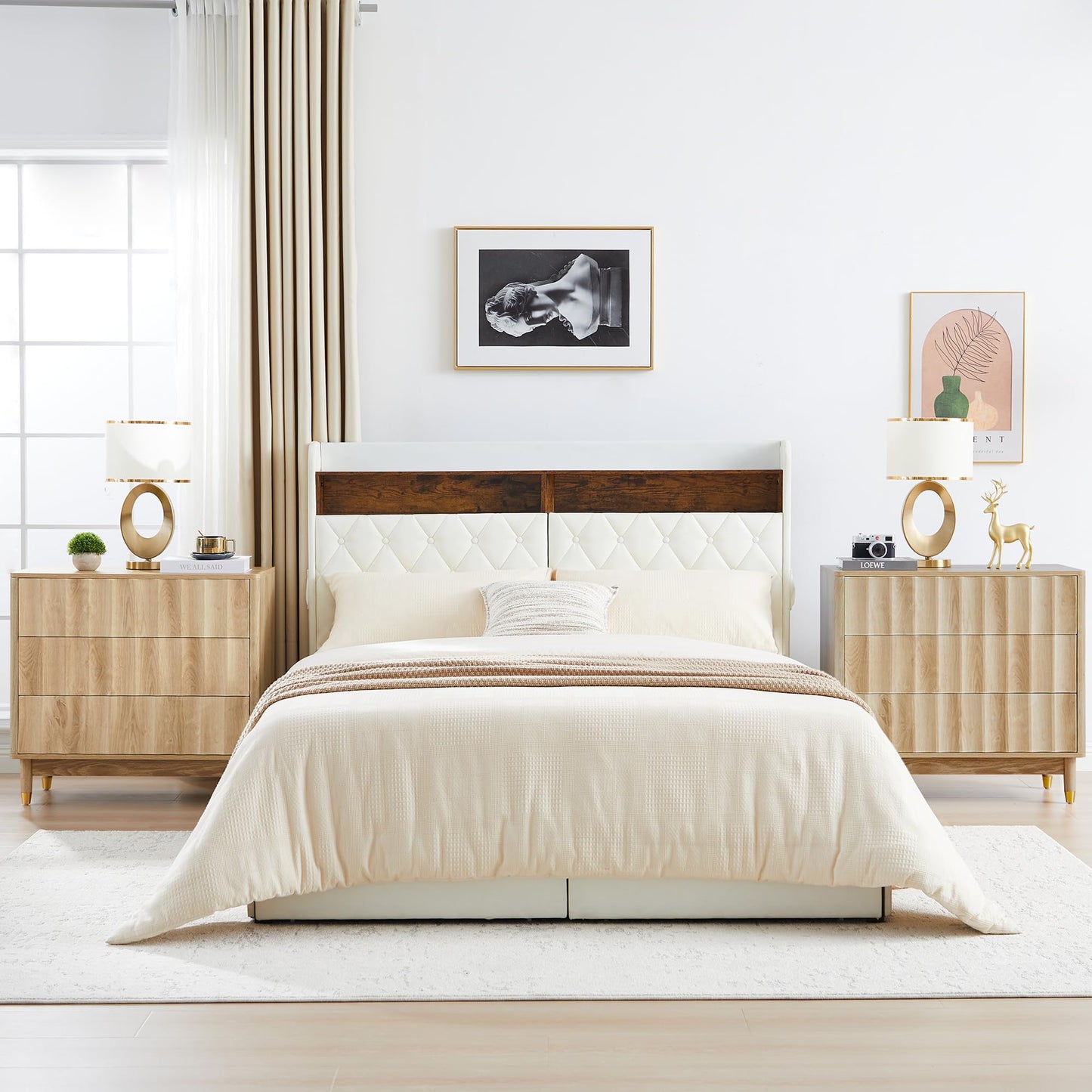 Caspellaire Fluted 3 Drawer Dresser, 31.50" Wide Modern Chest of Drawer, Wood Drawer Organizer for Bedroom, Living Room, Hallway