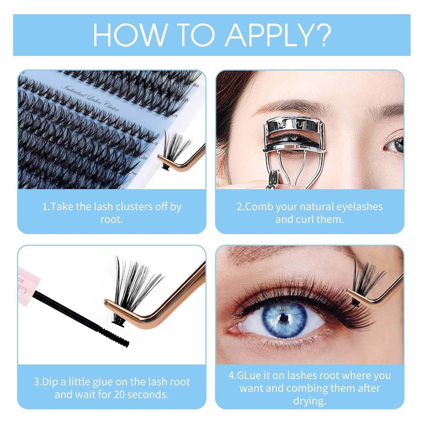Lash Clusters 280pcs Large Tray 0.07mm 50P D Curl Mix 8-16mm Individual Lashes Soft&Fluffy Cluster Lashes Mink Individual Lashes Cluster Mixed Tray Lash Extension Clusters By GEMERRY