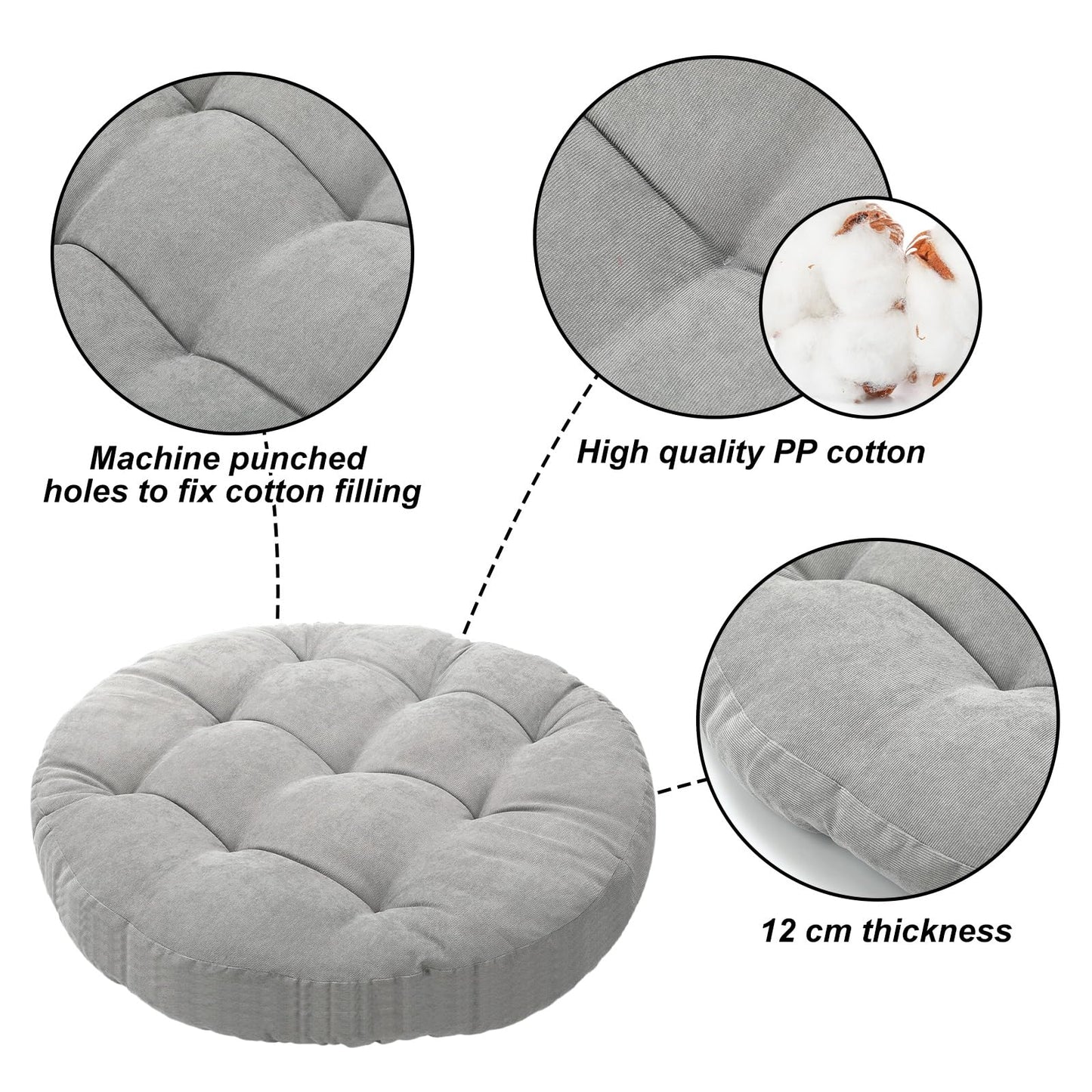 Funnymoom Large Floor Cushion Seating Round Floor Pillows Cushions for Kids Adults Oversized Playroom Pillows Reading Nook Big Pillow for Sitting Meditation Yoga Living Room Sofa Balcony