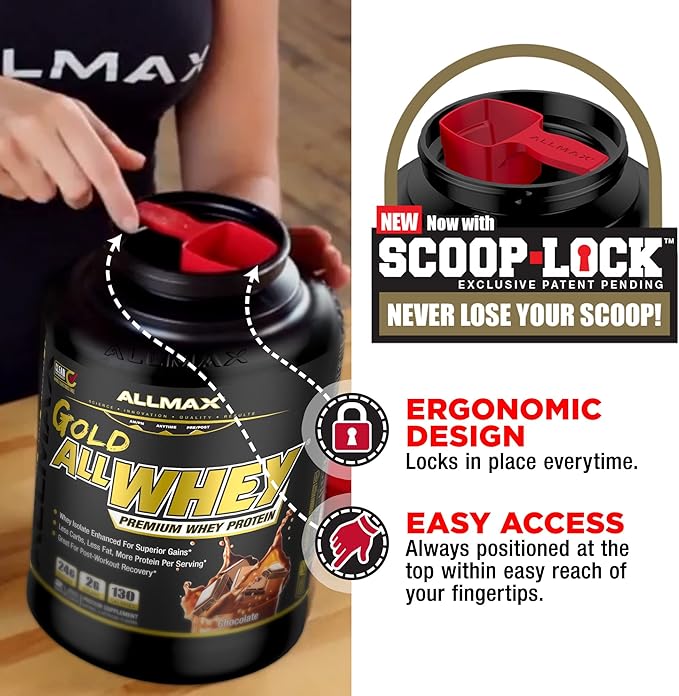 ALLMAX Nutrition Gold ALLWHEY, Chocolate Peanut Butter - 2 lb - 24 Grams of Protein Per Scoop - Gluten Free, Low Carb & Low Sugar - Approx. 30 Servings