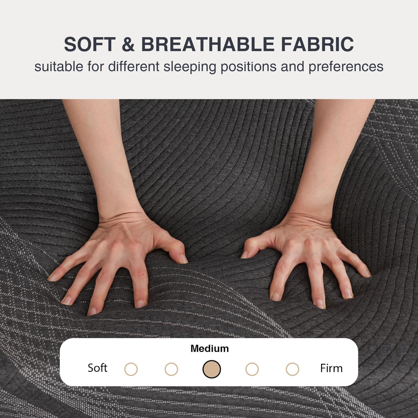 Dyonery King Mattress 10 Inch Charcoal Memory Foam in a Box, CertiPUR-US Certified Fiberglass Free, Gel Double Mattress, Made in The USA of US Foam, 80" × 76" × 10", Medium