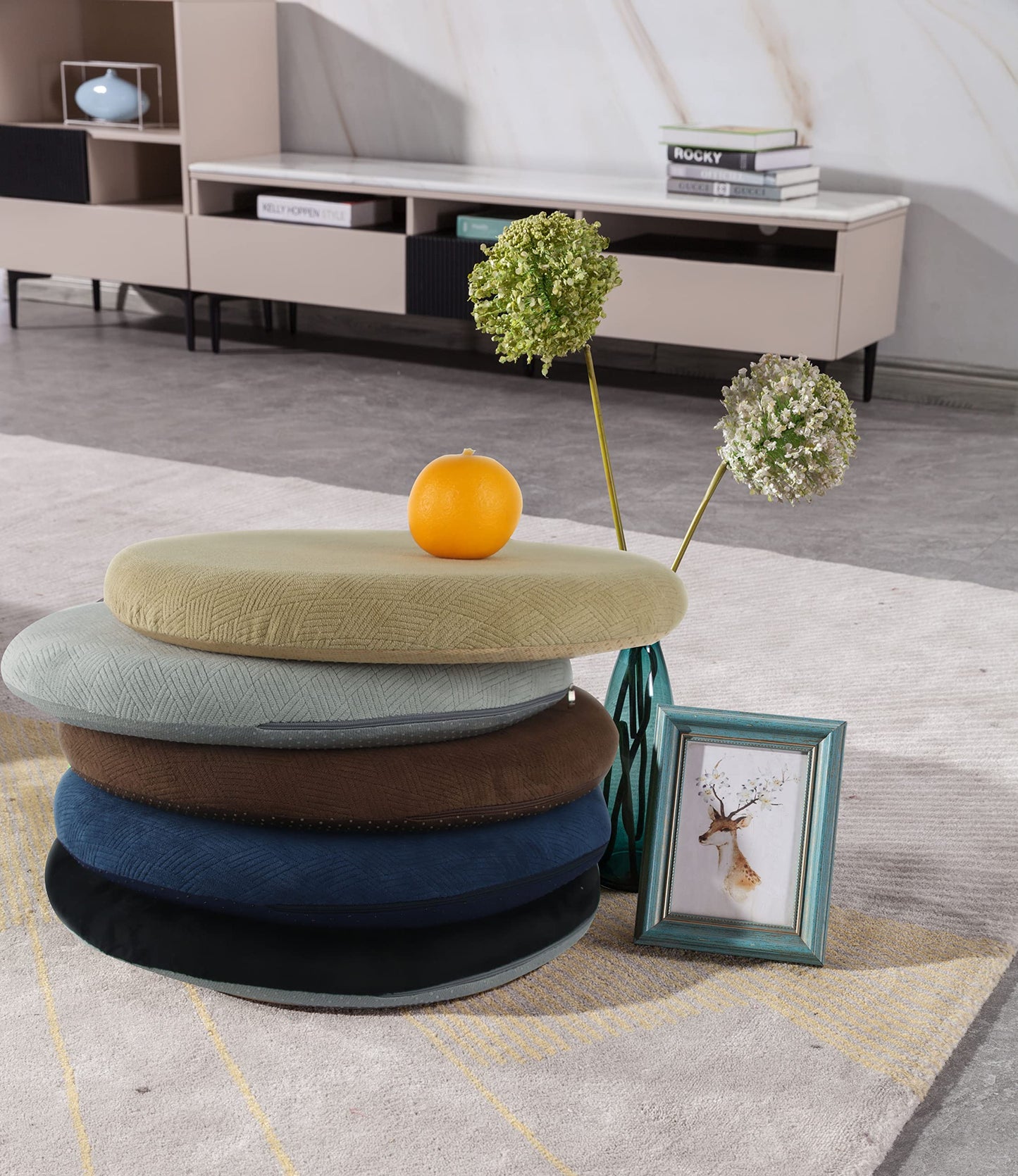 Sigmat Memory Foam Seat Cushion Anti-slip Soft Round Stool Cushion Chair Pad 16 Inch Grey