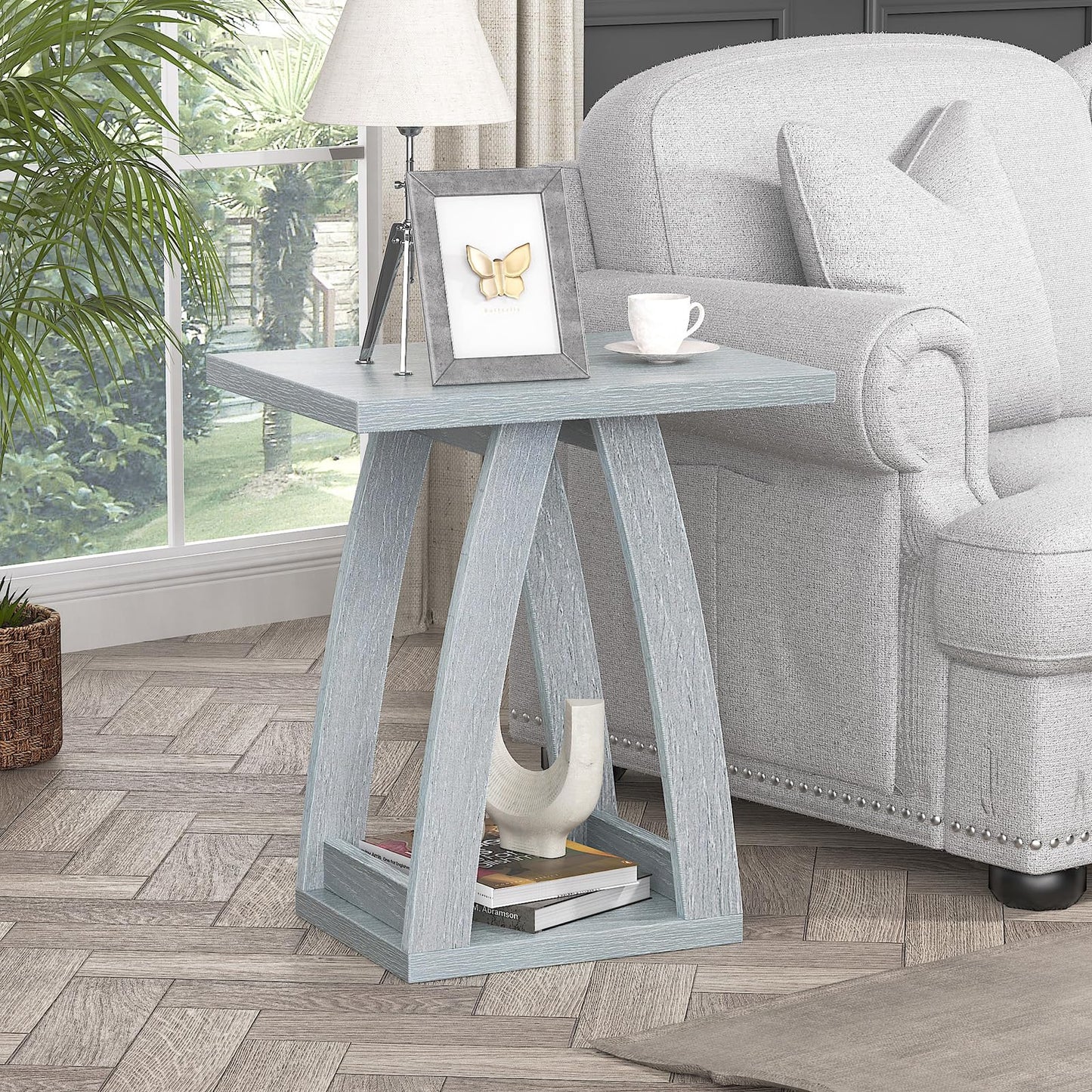 FROMJBEST End Table, Side Table, Nightstand, Sofa Side Table with Shelf, Modern End Table for Living Room, Bedroom