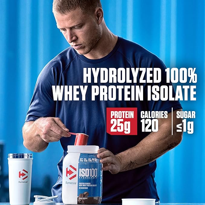 Dymatize ISO100 Hydrolyzed Protein Powder, 100% Whey Isolate Protein, 25g of Protein, 5.5g BCAAs, Gluten Free, Fast Absorbing, Easy Digesting, Gourmet Vanilla, 24 Servings