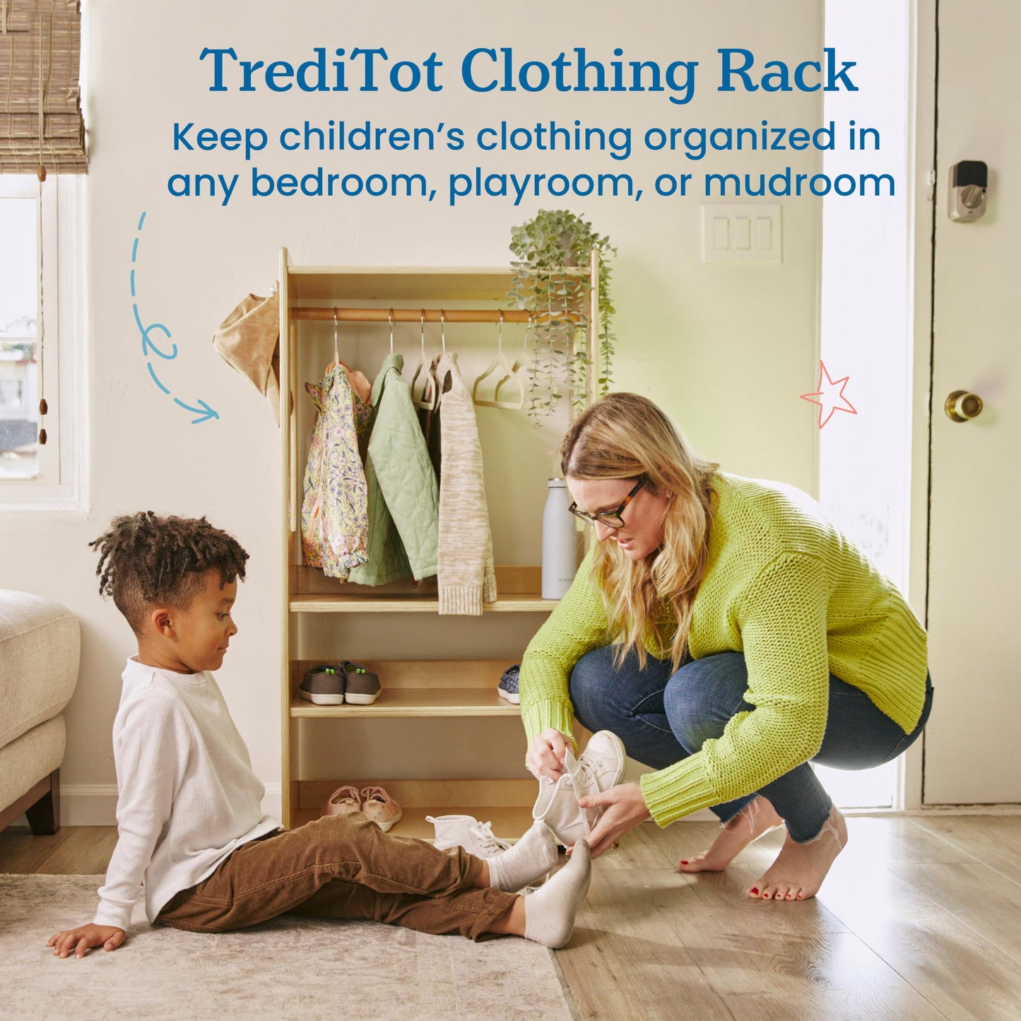 ECR4Kids TrendiTot Clothing Rack, Kids Wardrobe, Natural