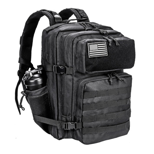 LHI Military Tactical Backpack for Men and Women 45L Army 3 Days Assault Pack Bag Large Rucksack with Molle System - Black