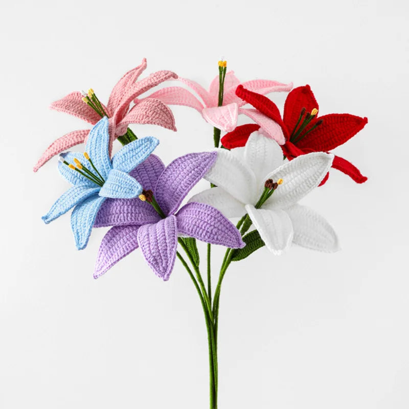 Hand-Knitted Crochet Lily Bouquet Gift