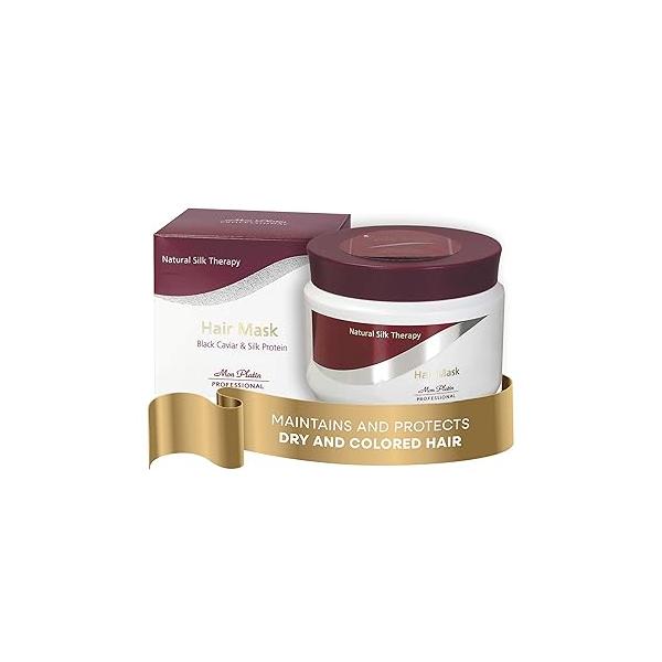 Mon Platin Professional Hair Mask, Black Caviar & Natural Silk Therapy, Deep Conditioning Mask for Dry, Colored Hair, 100ML