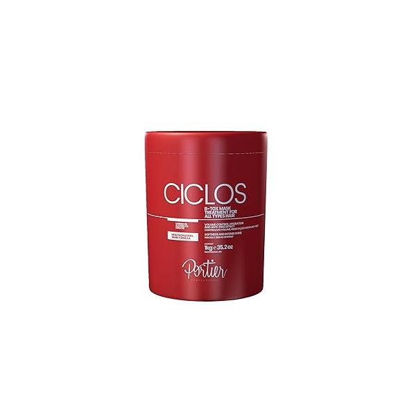 Portier Ciclos B-Tox Hair Mask for Dry Damaged with Reconstructive Capillary Sealing, Deep Conditioning Color Treated Support, Anti-Frizz Volume Control, 35.2 fl. oz. / 1kg