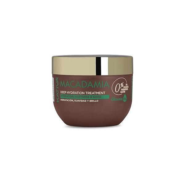 KATIVA Deep Hydration Treatment Mask, 8.45 Fl Oz (2.5E+2 ml), Moisturizes and Strengthens Dry Hair with Organic Macadamia Oil, Salt Free, Sulfate Gluten Paraben Free